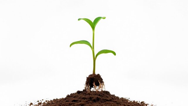Small Green Sprout Growing in Soil, Showing Root Development Over Time