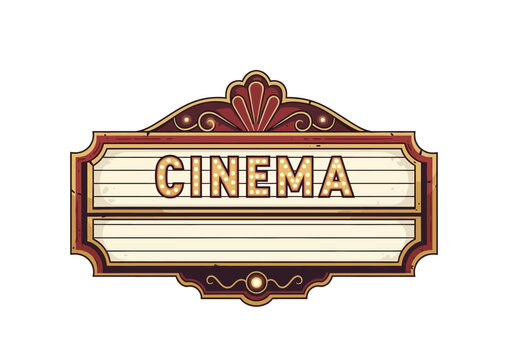 Classic Cinema Marquee Sign with Marquee Lights
