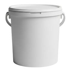 Large white plastic bucket with lid for storage or waste disposal.