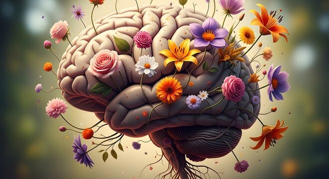 abstract brain floral concept  background