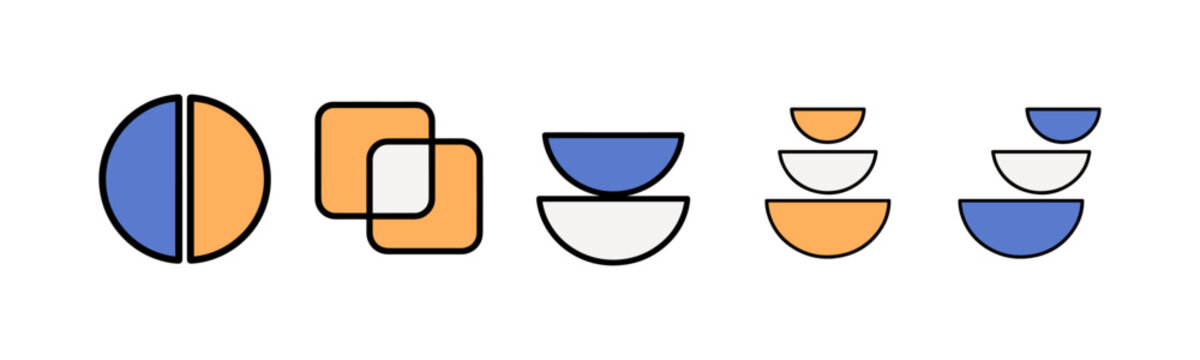 Modern geometric shapes in blue, orange, and white for design projects