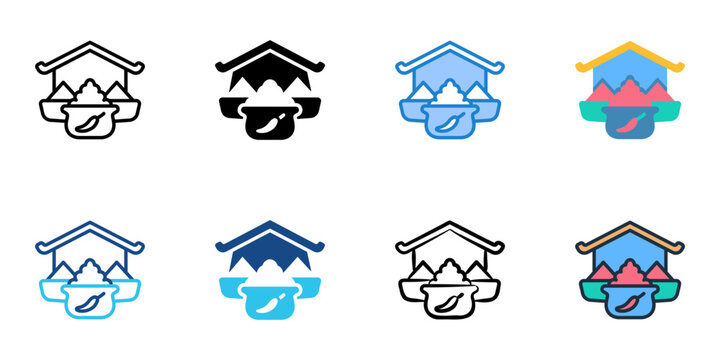 Traditional spice bazaar icons set multiple style collection. Editable stroke 
