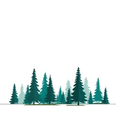 Obraz premium Minimalist Green Forest Design on White