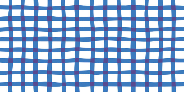 Blue Gingham Checkered Seamless Pattern Background for Textile Fabric Tablecloth Wallpaper Wrapping Paper and Surface Design