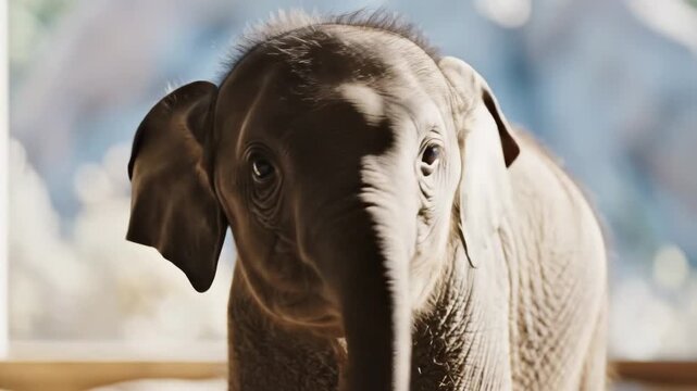 Adorable Baby Elephant Gaze - A Captivating Wildlife Portrait.