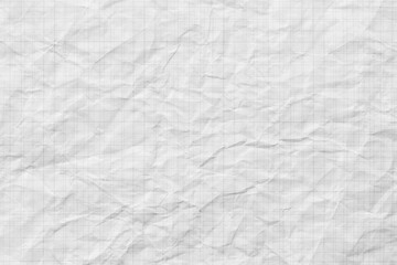 Fototapeta premium Clean White Crumpled Graph Paper Texture Background with Fine Grey Gridded Lines and Soft Wrinkled Shadows for Minimalist Design, Technical Drawing, and Architectural Sketching