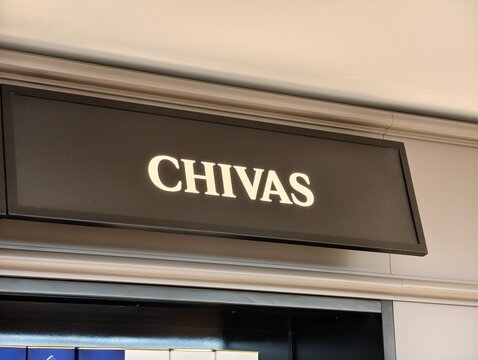 Paris,France-Oct.6th 2025: Chivas brand logo store sign