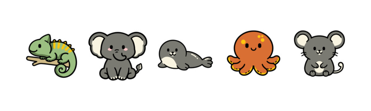 Cute cartoon animals for kids and education