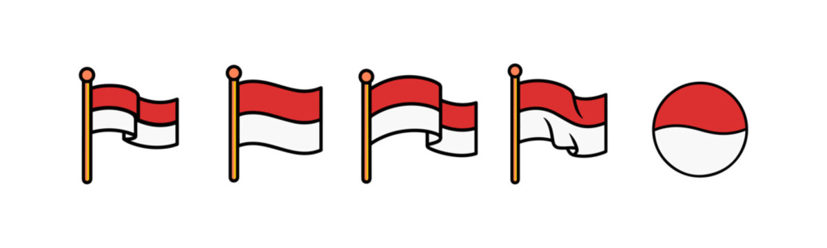 Indonesia flag waving icons set on white background