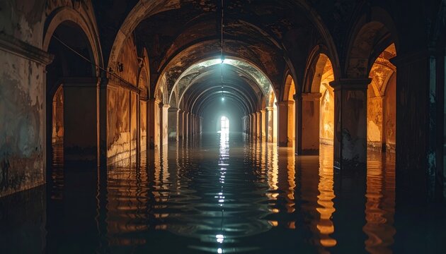 Ancient stone archways and Gothic columns