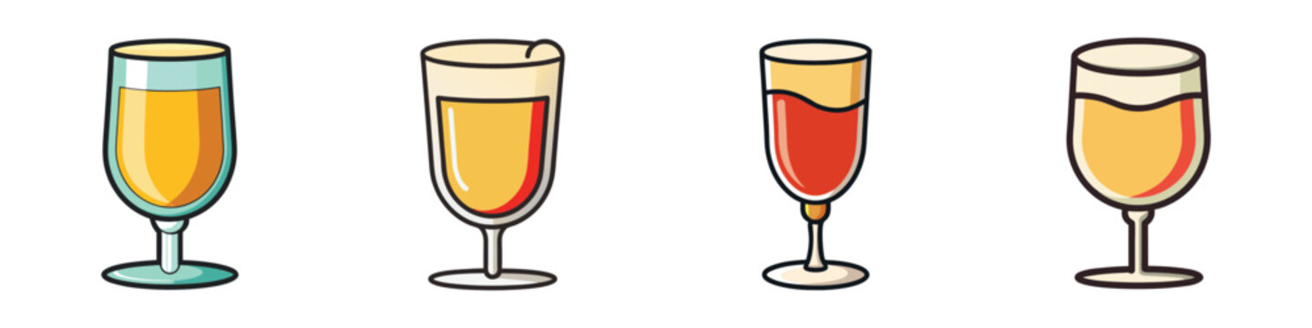 Four eggnog glasses in different states vector illustration