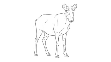 Obraz premium Saiga Antelope Sketch: Detailed line drawing of a Saiga antelope, showcasing its distinctive large nose and slender build.