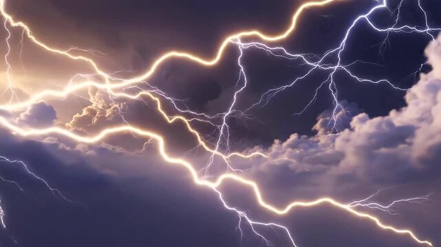 Dramatic Thunderstorm Over Dark Clouds at Dusk