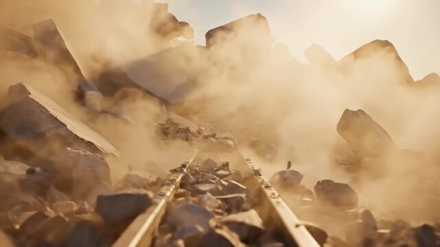 Roller Coaster Ride Through a Rocky Landscape - Thrilling Adventure.