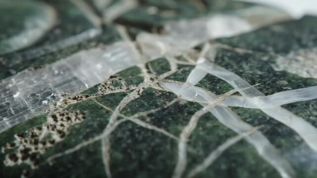 Close-up Macro Shot of Green Jade Stone with Natural Inclusions.