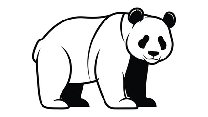 Stylized Panda Illustration: A simple yet striking black and white illustration of a giant panda, showcasing its iconic markings and gentle demeanor. © Ajm