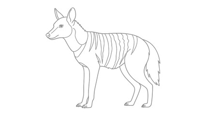 Fototapeta premium Line Art of Aardwolf: A minimalist illustration of an aardwolf showcases its unique characteristics, highlighting the animal's slender build and distinctive striped markings.