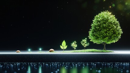 Grow Time lapse concept of a seed growing into a full grown tree in different stages.