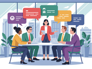 Woman speaks during diverse team.