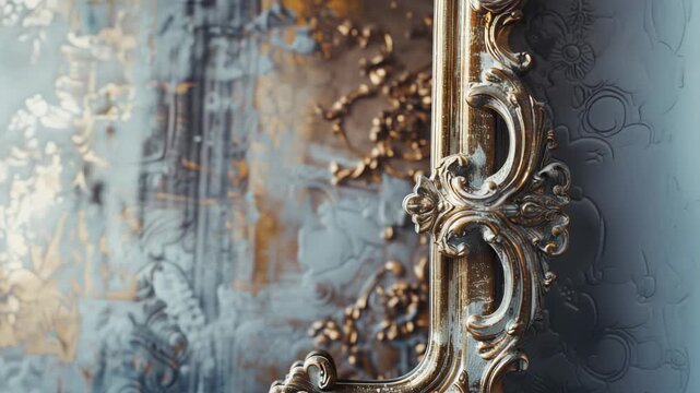 Ornate golden frame on an intricate patterned backdrop exuding luxury