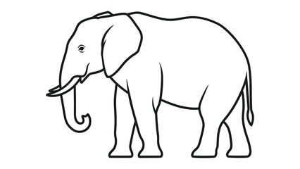 Fototapeta premium Elephant Silhouette: A sleek, minimalistic line drawing of an elephant, emphasizing its iconic silhouette.