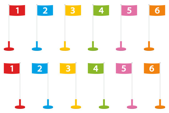 カラフルな着順旗のイラストセット