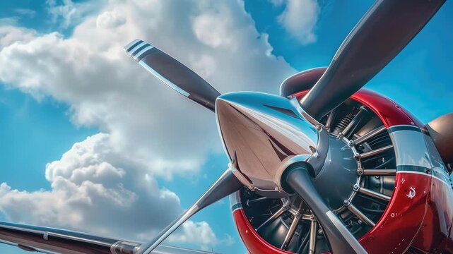 Airplane Propeller Against Cloudy Blue Sky