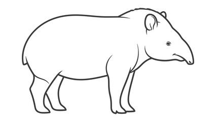 Fototapeta premium Tapir Illustration: A detailed line drawing of a tapir, showcasing its distinctive features.