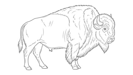 Obraz premium Majestic Bison Portrait: A detailed illustration of a powerful bison, showcasing its impressive size and iconic features.