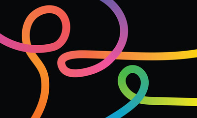Obraz premium Vibrant multicolored swirling lines on a black background