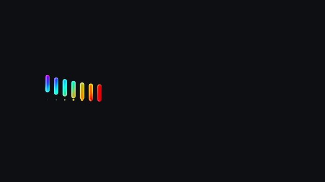 Small rainbow spectrum audio bars positioned on the left side of a wide black frame providing ample negative space for text and music branding applications