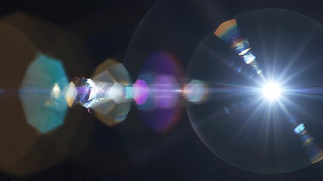 Brilliant White Optical Lens Flare with Rainbow Diffraction