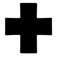 Obraz premium Simple black plus sign with rounded edges on a white background