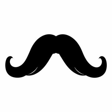 Classic black handlebar mustache isolated on white background, a symbol of virility