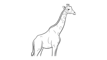 Giraffe Line Art: An elegant giraffe stands tall, its long neck reaching towards the sky, showcasing its distinct patterns and graceful form. © Mohiuddin123