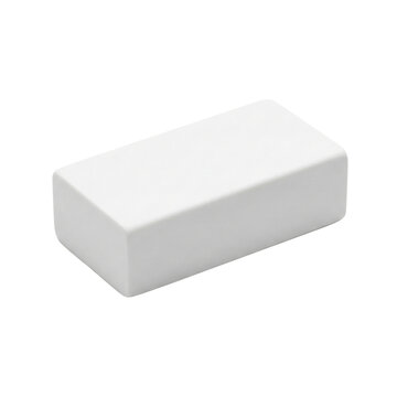 Plain white block eraser for school and art isolated
