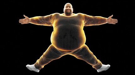 Obraz premium A digital rendering of a body with glowing heat maps showing fat distribution, sleek and modern.