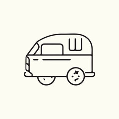 Obraz premium Minimalist Camper Van Line Art Illustration Simple Black and White