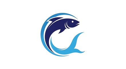 Fototapeta premium A blue fish swimming in a circular motion illustration