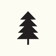 Obraz premium Minimalist Black Pine Tree Silhouette on A Simple Off White Canvas