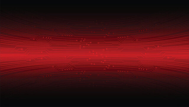 Futuristic red circuit board background with glowing lines and digital technology pattern in abstract cyber network design