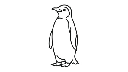 Fototapeta premium Isolated Penguin Drawing: A simple, minimalist line drawing of a penguin stands proudly, showcasing its distinctive silhouette. A clean depiction of this iconic bird.