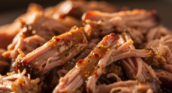 Authentic North Carolina Vinegar Barbecue With Chopped Pork, Tangy Smoky Flavor and Peppery Kick, Slow Cooked Perfection Celebrating Southern Barbecue Heritage and Pit-Smoked Tradition