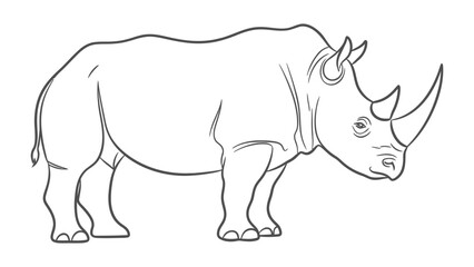 Fototapeta premium Majestic Rhinoceros Contour: A striking outline showcases the formidable physique of a rhinoceros, highlighting its distinctive horn and thick skin in a minimalist style.