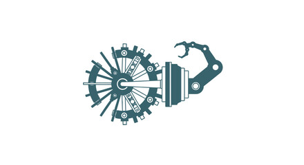Obraz premium Mechanical Arm Attached To A Large Gear System.