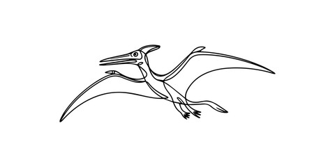 continuous one line drawing Vector flying pterosaur illustration © SHANTO