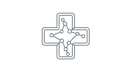 Fototapeta premium Medical Cross with Network Connections and Nodes.