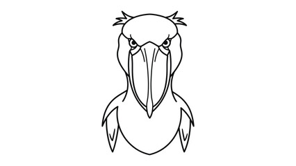 Shoebill Stare: A striking outline portrait of a shoebill, showcasing its distinctive large beak and intense gaze, rendered in a bold, minimalist style. © Murshida