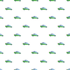 Fototapeta premium Green cartoon electric cars creating a seamless sustainable transport pattern