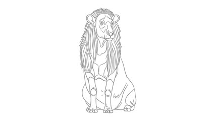 Line Art of a Majestic Lion: A detailed line art illustration of a powerful lion, showcasing its majestic mane and regal posture. This image is perfect for illustrating strength, courage. © abidakhatun